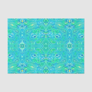 Papel De Seda Aquamarine Arabesque Bohemian Pattern