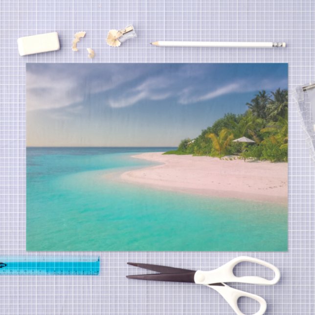 Papel De Seda Aquamarine Ocean Tropical Beach Scenic (Arte )