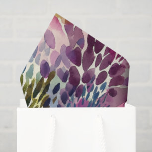 Papel De Seda Aquarela abstrata roxa e verde