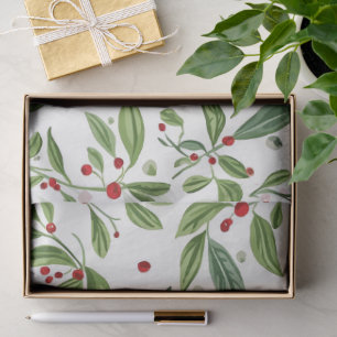 Papel De Seda Aquarela Branco de Fruta Vermelha do Visco Alegre