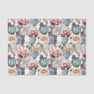 Papel De Seda Aquarela Cactos Sucultivos