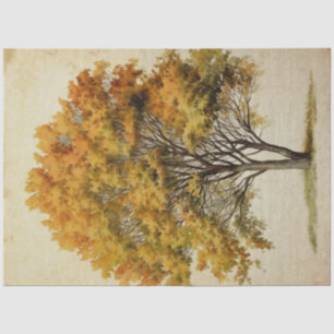 Papel De Seda Aquarela da Árvore da Estação do outono