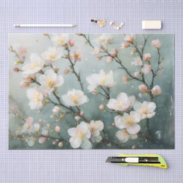 Papel De Seda Aquarela de Brunch Floral Branco