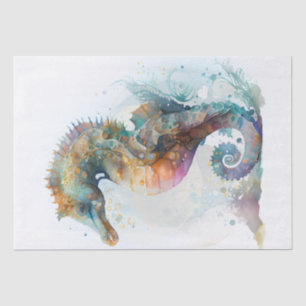 Papel De Seda Aquarela de Cavalo do Mar