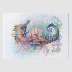 Papel De Seda Aquarela de Cavalo do Mar