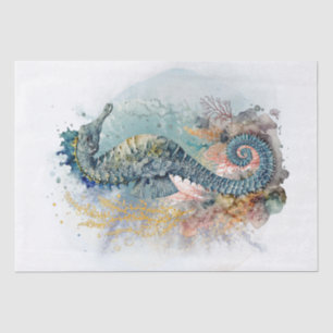 Papel De Seda Aquarela de Cavalo do Mar