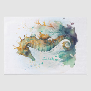 Papel De Seda Aquarela de Cavalo do Mar