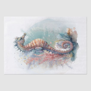 Papel De Seda Aquarela de Cavalo do Mar