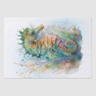 Papel De Seda Aquarela de Cavalo do Mar