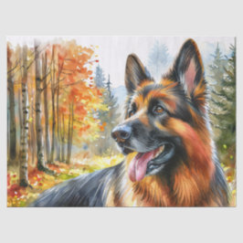 Papel De Seda Aquarela de época do outono do german shepherd