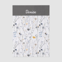 Aquarela de Flor Silvestre Azul Cinza