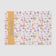 Aquarela de Flor Silvestre Azul Roxo Vermelho