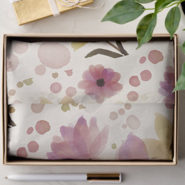 Papel De Seda Aquarela de Flor Silvestre Rosa  (Criador carregado)