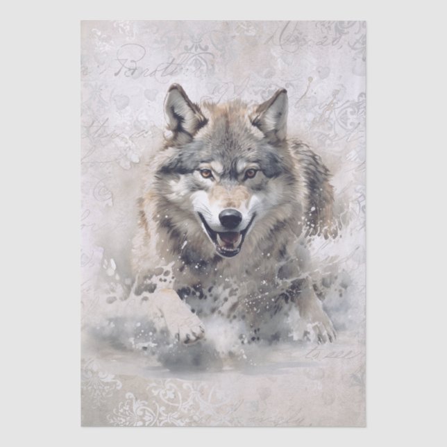 Papel De Seda Aquarela de Lobo (Frente )