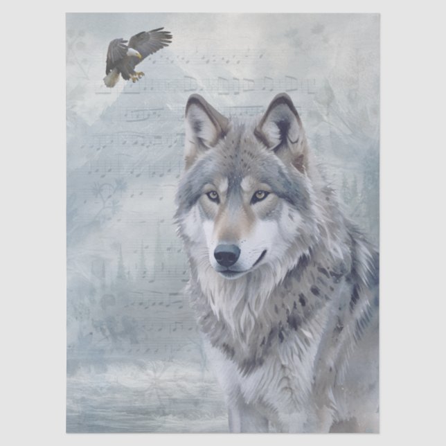 Papel De Seda Aquarela de Lobo (Frente )