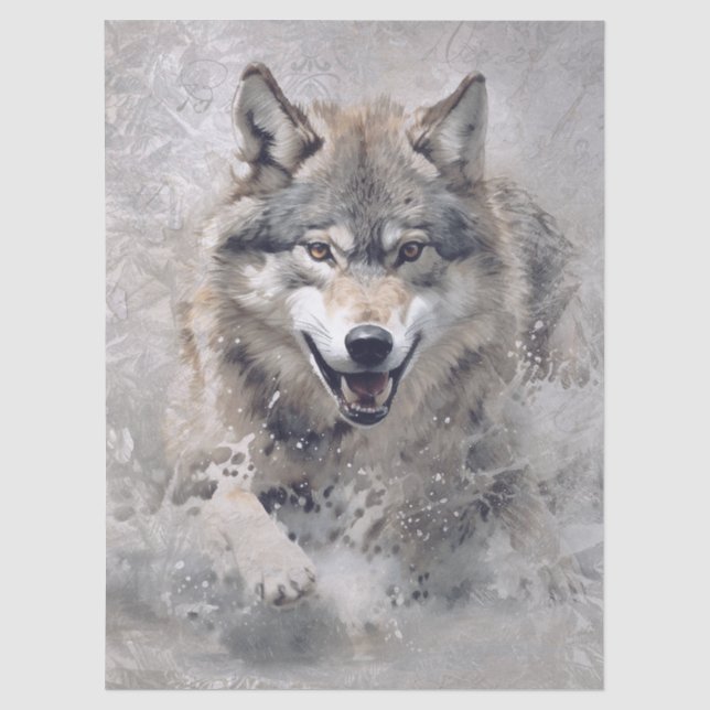 Papel De Seda Aquarela de Lobo (Frente )