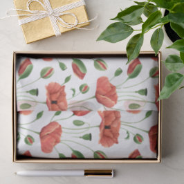 Papel De Seda Aquarela de Papoula Vermelha Silvestre