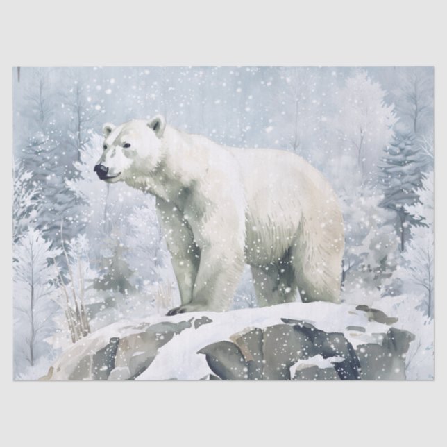 Papel De Seda Aquarela de Urso Polar (Frente )