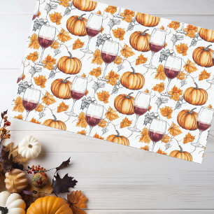 Papel De Seda Aquarela de Vinho e Abóboras de Outono