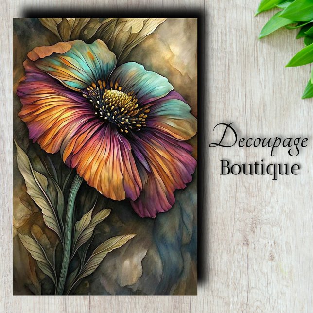 Papel De Seda Aquarela Decoupage de Papoula (Watercolor Poppy Decoupage Tissue Paper)