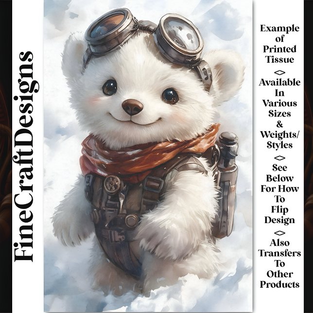 Papel De Seda Aquarela Explorando Filhote de Urso Polar CD9 Deco (Criador carregado)