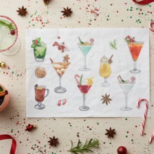 Papel De Seda Aquarela Festiva Cocktails Natal Martini