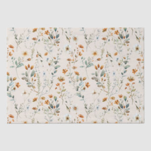 Papel De Seda Aquarela flor selvagem boho