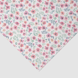 Papel De Seda Aquarela Floral Abstrata Azul Turquesa Rosa Pêsseg