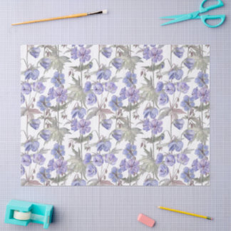 Papel De Seda Aquarela Floral Lavanda 