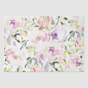 Papel De Seda Aquarela floral primavera expressiva solta
