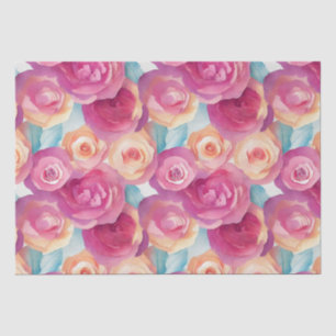 Papel De Seda Aquarela Flores Cor-de-Rosa Vibrantes da Primavera