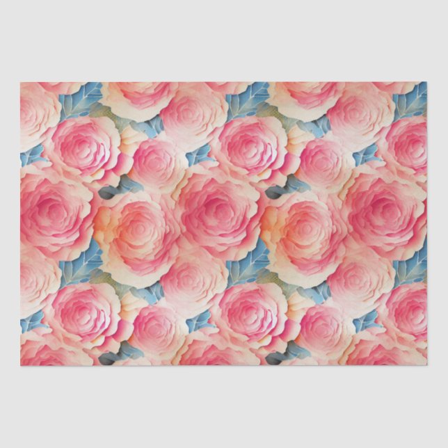 Papel De Seda Aquarela Flores de Primavera Pintadas Vibrantes (Frente )