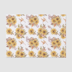Papel De Seda Aquarela Girassóis