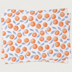 Papel De Seda Aquarela Laranjas Cítricas Mediterrâneo