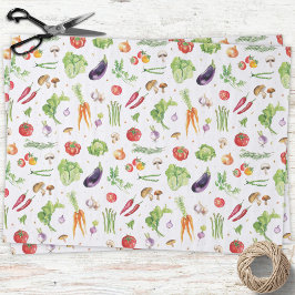 Papel De Seda Aquarela Legumes Frescos Coloridos