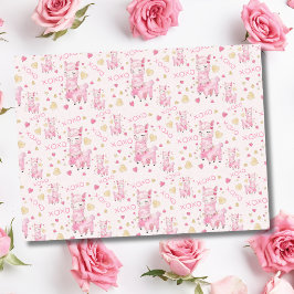 Papel De Seda Aquarela Llama Rosa XOXO