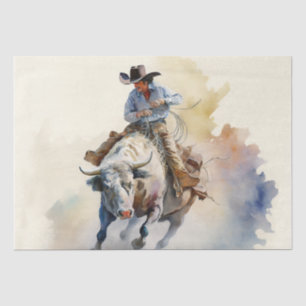 Papel De Seda Aquarela Ocidental Empoeirada “Cavaleiro de Touro 
