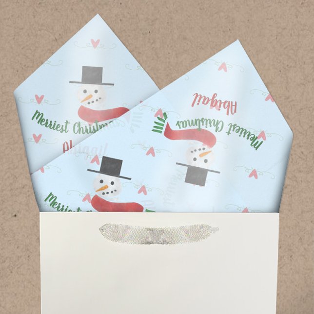 Papel De Seda Aquarela Personalizada Snowman Feliz Natal (Criador carregado)