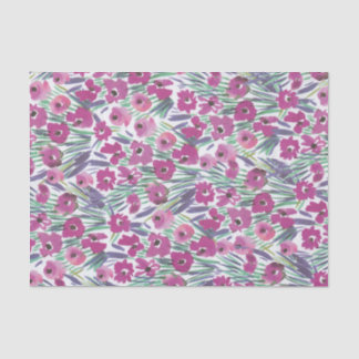 Papel De Seda Aquarela Púrpura Colagem Floral de Flores