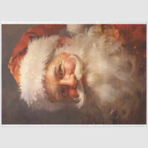 Papel De Seda Aquarela retro Papai Noel sorrindo chapéu vermelho