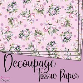 Papel De Seda Aquarela Romântica Peônias Rosa padrão de pontos