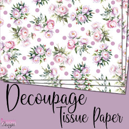 Papel De Seda Aquarela Romântica Peônias Rosa padrão de pontos b