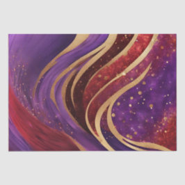 Papel De Seda Aquarela Roxo, Vermelho e Tinta Dourada Valesntine