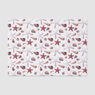 Papel De Seda Aquarelas Cadeias e Starfish Marine Life