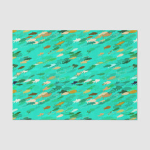Papel De Seda Aquário, peixes de piscina verdes e dourados