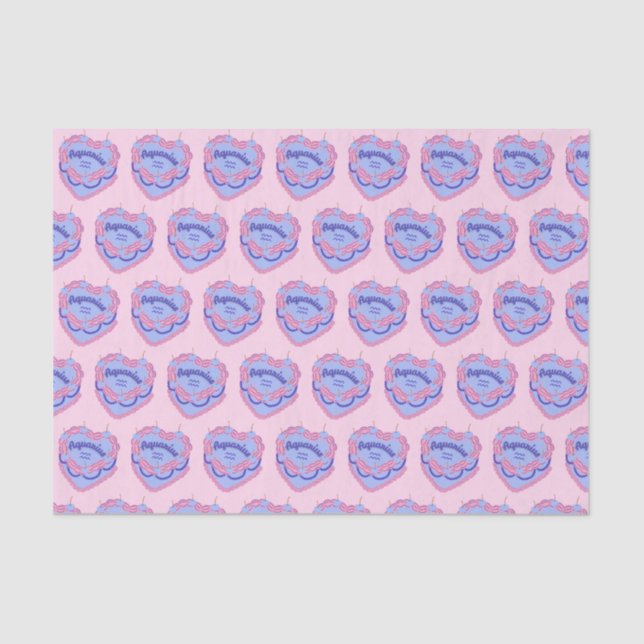 Papel De Seda Aquarius Zodiac Coquette Heart Cake (Frente )