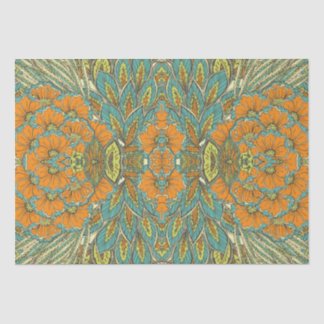 Papel De Seda Arábico Boho Elegante Floral Marroquino Pavão Pres