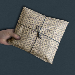 Papel De Seda Arábico Geométrico Marinho Azul Tan