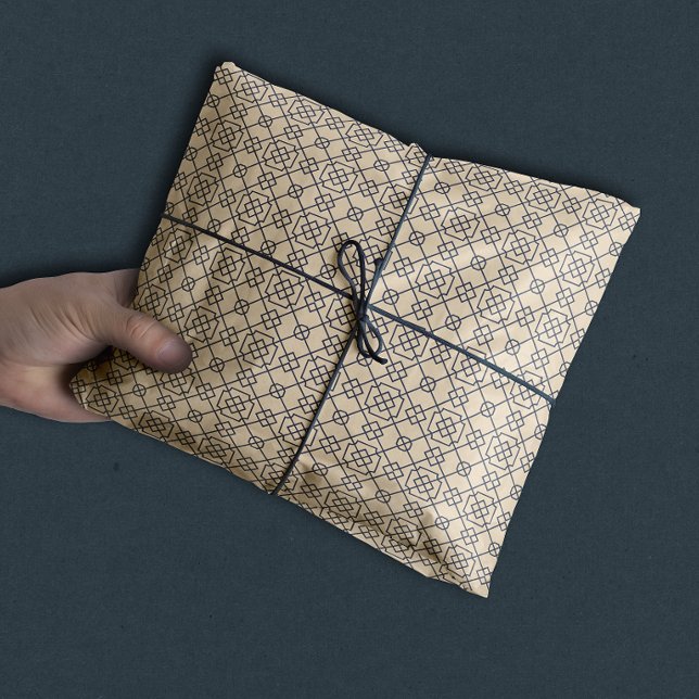 Papel De Seda Arábico Geométrico | Marinho Azul Tan (Criador carregado)