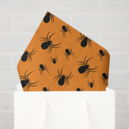 Papel De Seda Aranha padrão de Halloween Preto e Laranja